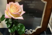 Michael Ksinan Trophy for Best Peace Rose 2019 NCD Rose Show, Bernie & Laura Beattie, Peace